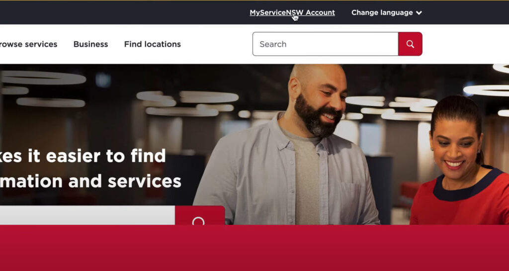 Screenshot for Service NSW website